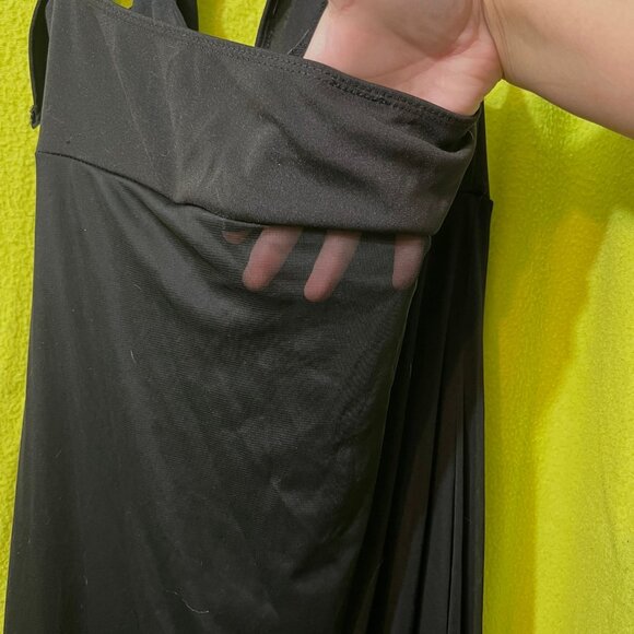 Vintage Black Halter Jumpsuit Chiffon Overlay Skirt & Open Back Design L ENT - Picture 10 of 11